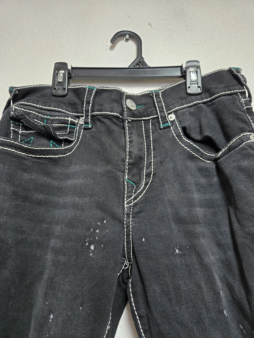True Religion Jeans - Black, Gray, blue Ricky Relaxed Straight Leg Denim Size 31